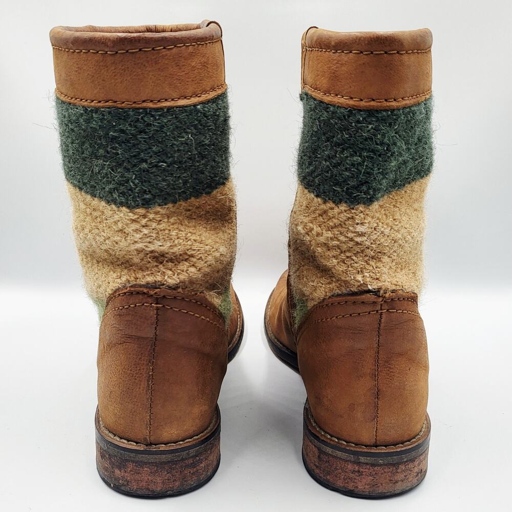 Seychelles "Give Your Heart Away" Brown Leather Neutral Tapestry Moto Boots Sz 8 - Picture 7 of 11